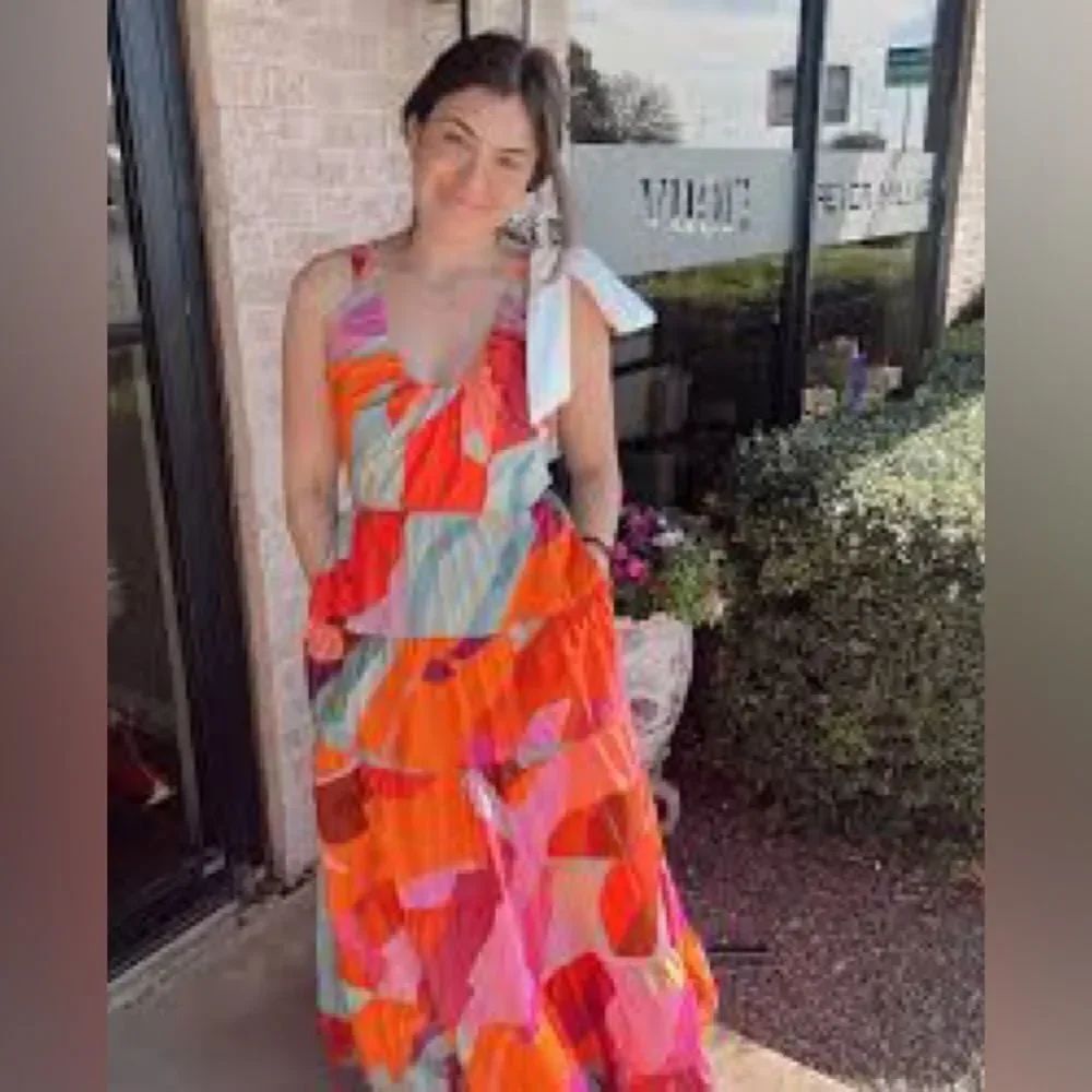 Anthropologie Hutch Alessa Shoulder-Tie Scoop-Neck Maxi Dress/ size S